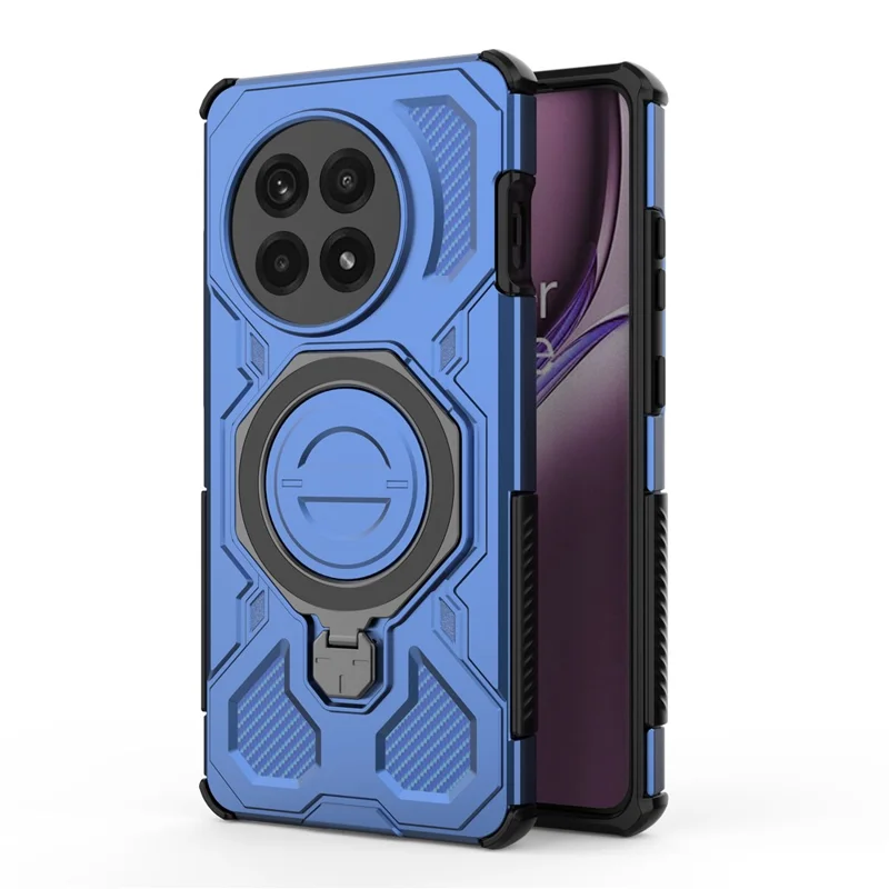 Capa de Celular Magnética para OnePlus Ace 5 Pro 5G / Ace 5 5G / 13R 5G com Suporte Giratório de Metal em PC + TPU - Azul Escuro