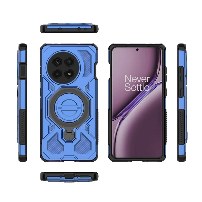 Capa de Celular Magnética para OnePlus Ace 5 Pro 5G / Ace 5 5G / 13R 5G com Suporte Giratório de Metal em PC + TPU - Azul Escuro