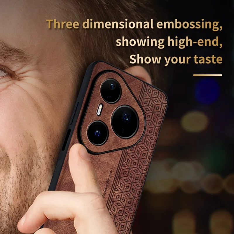 Capa AZNS para Huawei Pura 80 Pro - Couro PU Protetora com Revestimento de TPU - Marrom