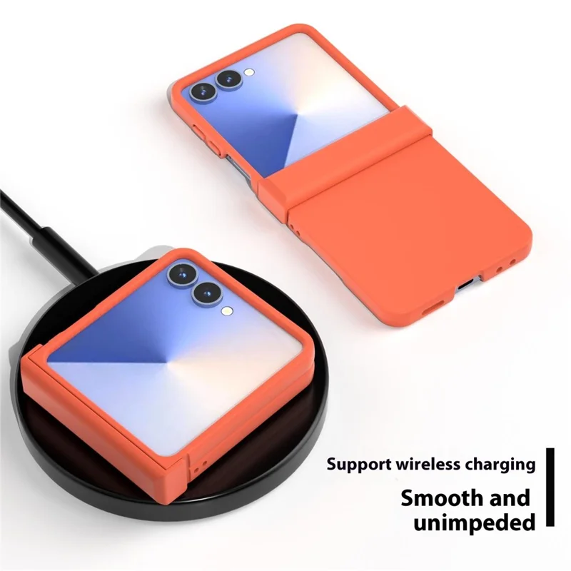 ABEEL Para Samsung Galaxy Z Flip7 5G Funda Tacto Piel Carcasa de Teléfono con Protección de Bisagra - Naranja