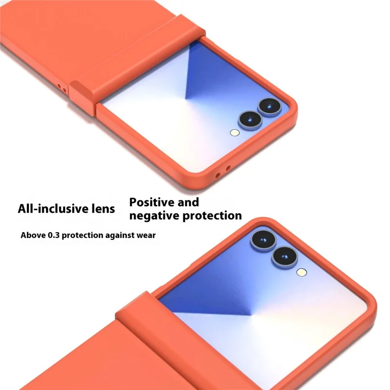 ABEEL Para Samsung Galaxy Z Flip7 5G Funda Tacto Piel Carcasa de Teléfono con Protección de Bisagra - Naranja
