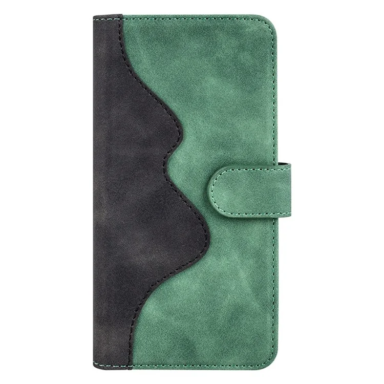 For Samsung Galaxy A14 5G / 4G Color Splicing PU Leather Book Wallet Case Magnetic Closure Stand Full Protection Folio Flip Phone Cover - Green