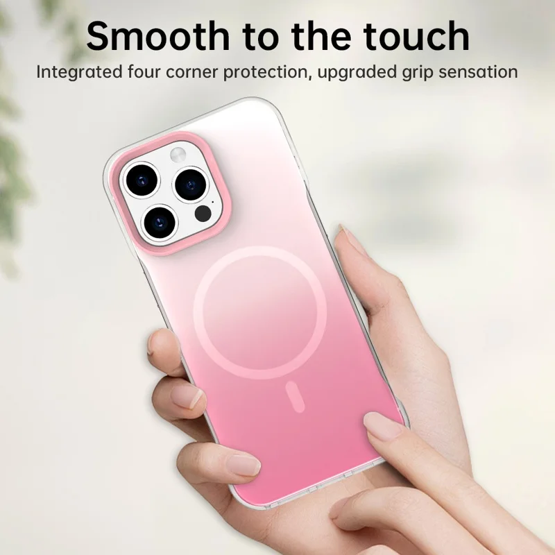 For iPhone 15 Pro Max Case Compatible with MagSafe Frameless TPU PC Phone Back Cover - Pink