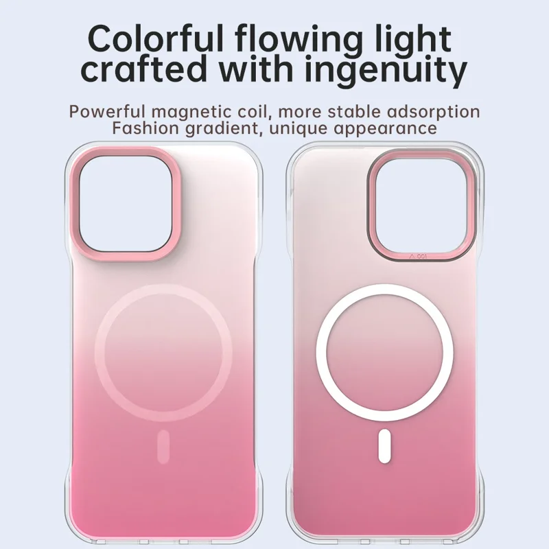 Étui pour iPhone 14 Pro Compatible avec MagSafe Coque arrière de téléphone sans cadre en TPU et PC - Rose