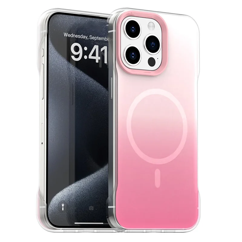 For iPhone 14 Pro Max Case Compatible with MagSafe Frameless TPU PC Phone Back Cover - Pink