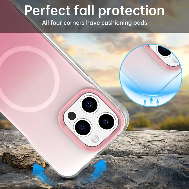 For iPhone 14 Pro Max Case Compatible with MagSafe Frameless TPU PC Phone Back Cover - Pink