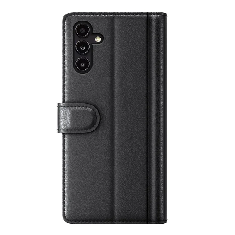 For Samsung Galaxy A14 5G / 4G Case Genuine Split Leather Phone Cover with Wallet Stand - Black