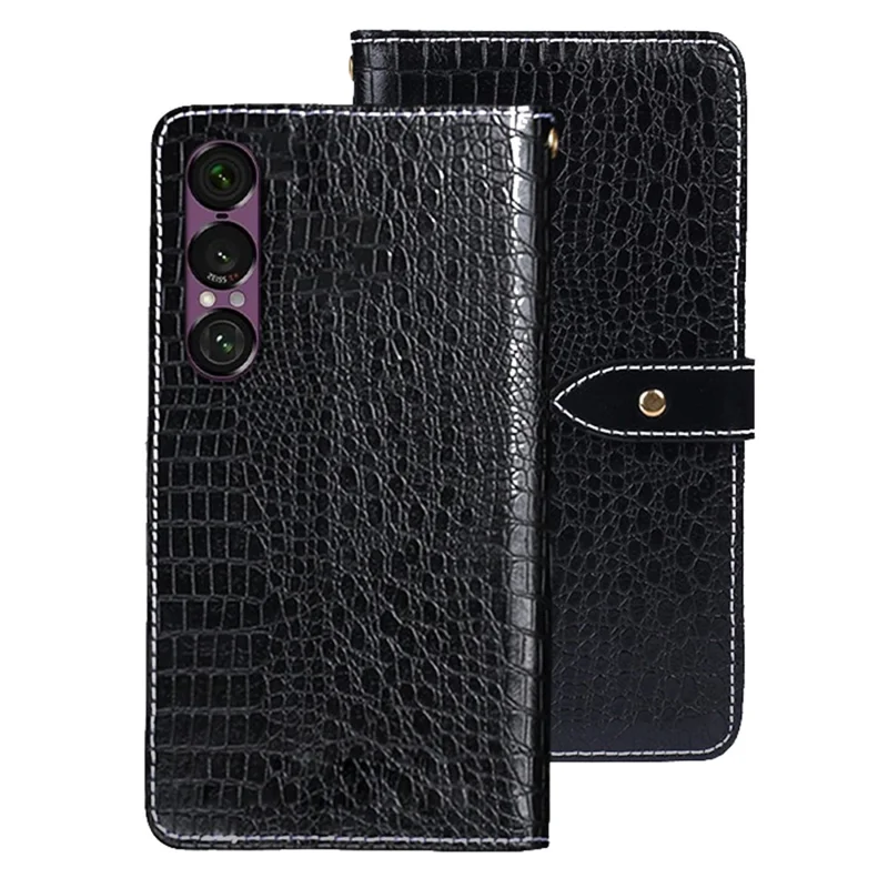 IDEWEI Per Cover Sony Xperia 1 VII Custodia in Pelle PU con Texture di Coccodrillo - Nero