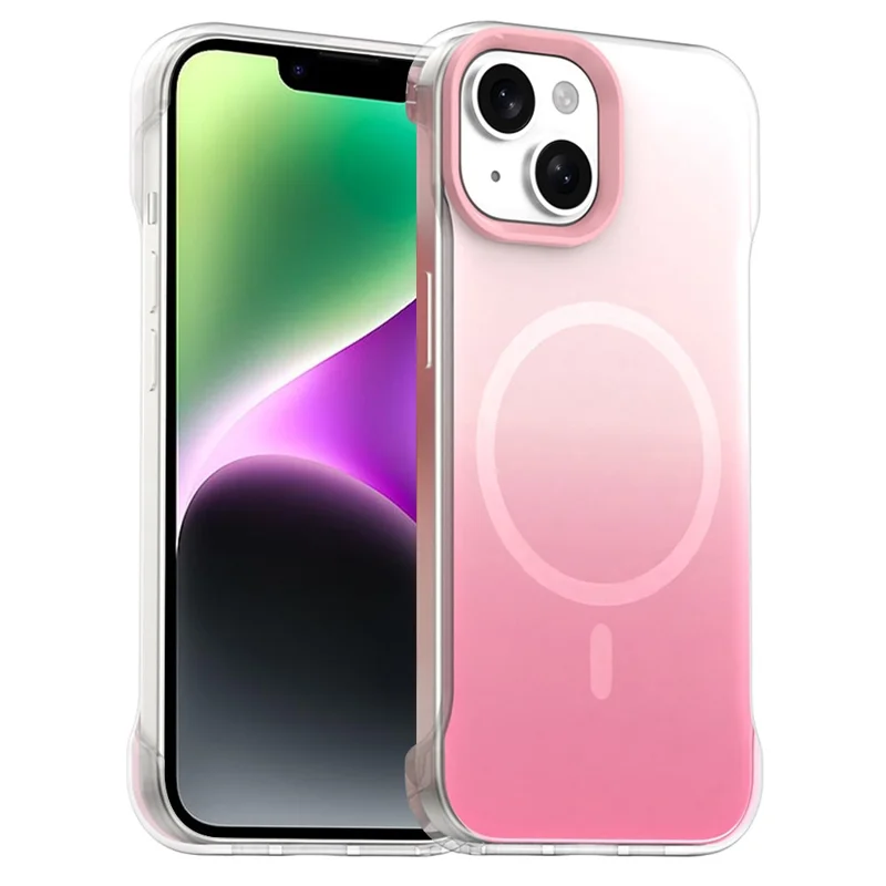Capa para iPhone 14 Compatível com MagSafe Moldura de TPU PC Capa Traseira - Rosa
