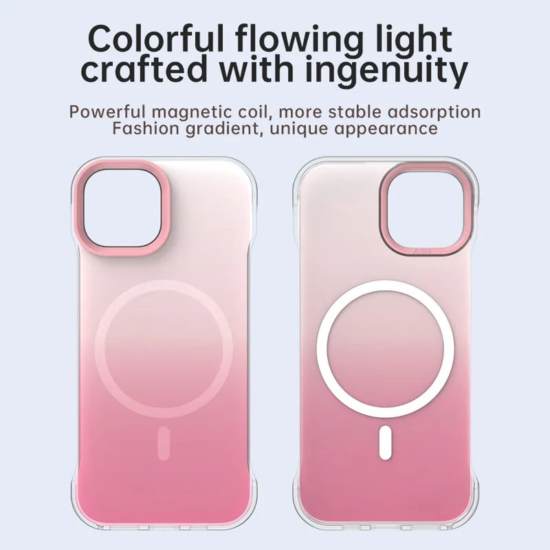 Capa para iPhone 14 Compatível com MagSafe Moldura de TPU PC Capa Traseira - Rosa