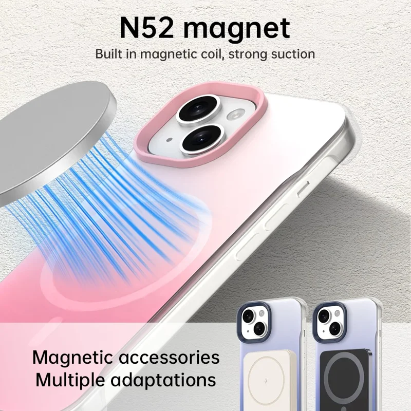 Capa para iPhone 14 Compatível com MagSafe Moldura de TPU PC Capa Traseira - Rosa