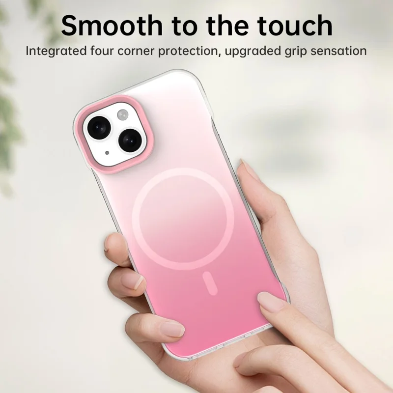 Capa para iPhone 14 Compatível com MagSafe Moldura de TPU PC Capa Traseira - Rosa