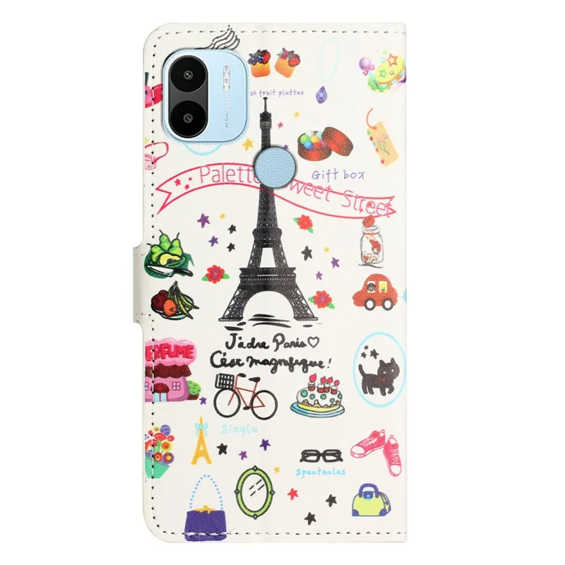 For Xiaomi Redmi A1 4G / A2 4G Pattern Printing PU Leather Phone Case Flip Stand Magnetic Closure Shockproof Wallet Cover - Iron Tower