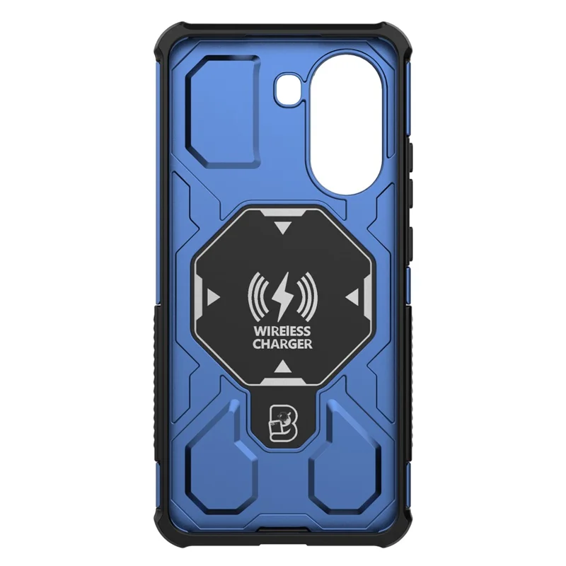 Capa para Xiaomi Redmi Turbo 4 5G com Estojo Magnético, Suporte Giratório em Metal, Capa Traseira de PC + TPU - Azul Escuro