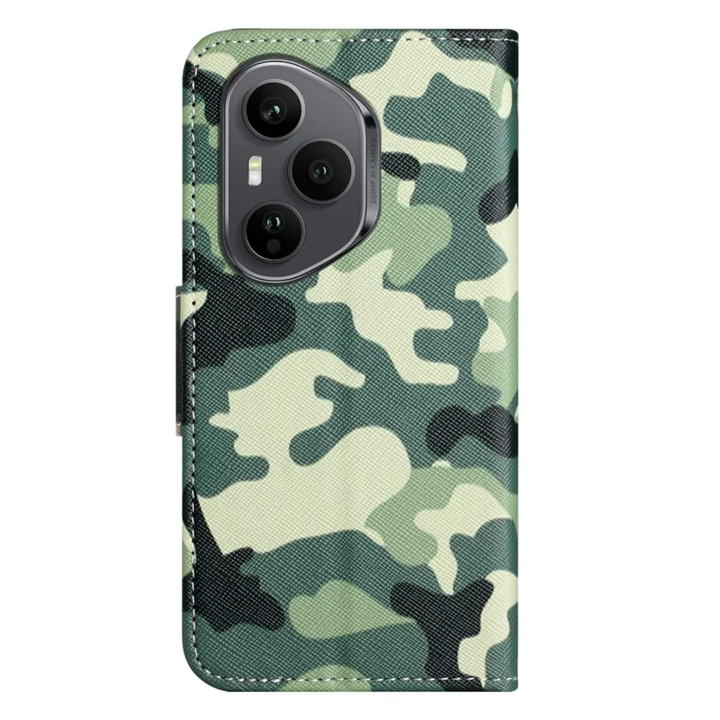 For Honor 400 Pro 5G (Global) Case Pattern Printing Cross Texture Leather Phone Cover - Camouflage