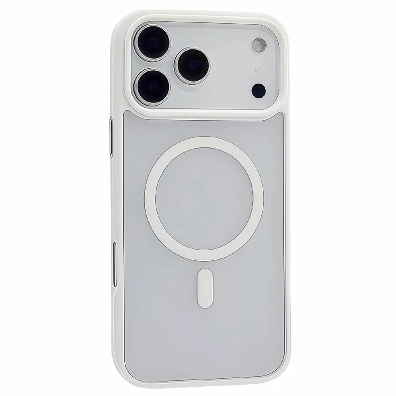 For iPhone 17 Pro Max Magnetic Case Skin Touch TPU Acrylic Phone Back Cover - White