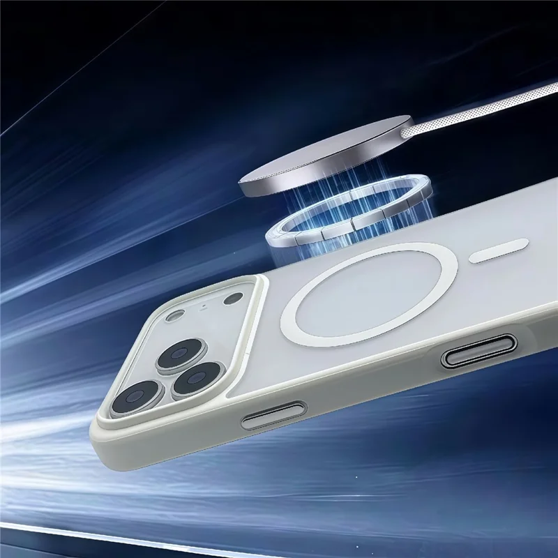 For iPhone 17 Pro Max Magnetic Case Skin Touch TPU Acrylic Phone Back Cover - White