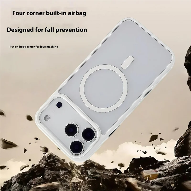 For iPhone 17 Pro Max Magnetic Case Skin Touch TPU Acrylic Phone Back Cover - White