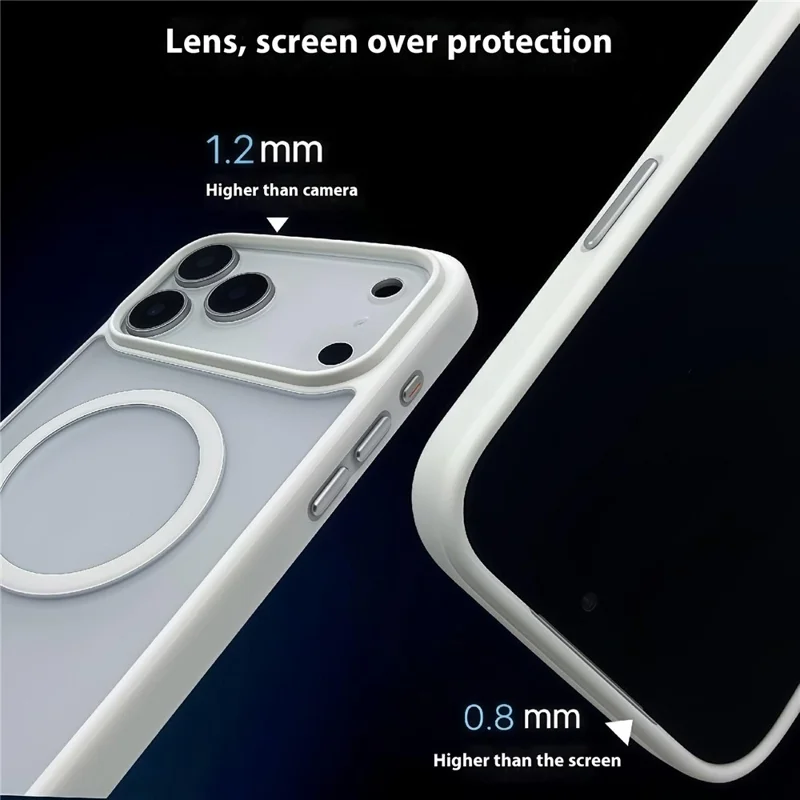 For iPhone 17 Pro Max Magnetic Case Skin Touch TPU Acrylic Phone Back Cover - White