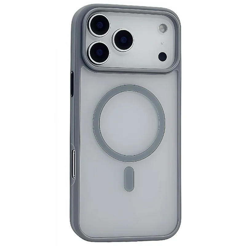 For iPhone 17 Pro Max Magnetic Case Skin Touch TPU Acrylic Phone Back Cover - Grey
