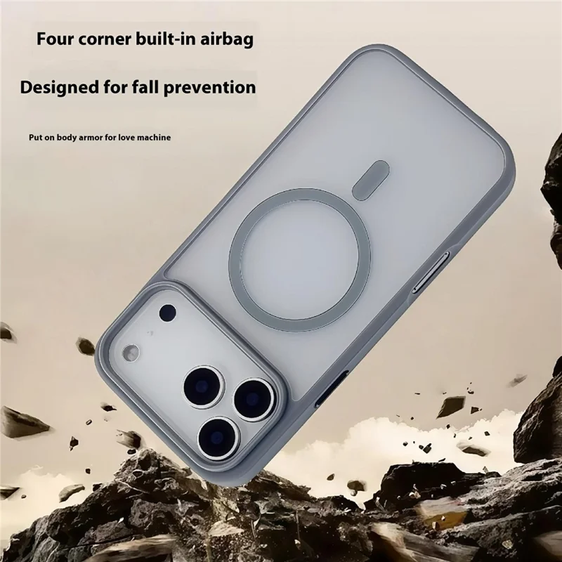For iPhone 17 Pro Max Magnetic Case Skin Touch TPU Acrylic Phone Back Cover - Grey
