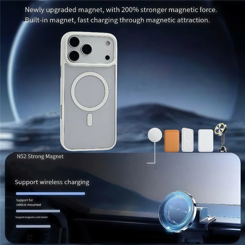 Custodia Magnetica per iPhone 17 Pro con Skin Touch TPU e Cover Posteriore in Acrilico - Bianco