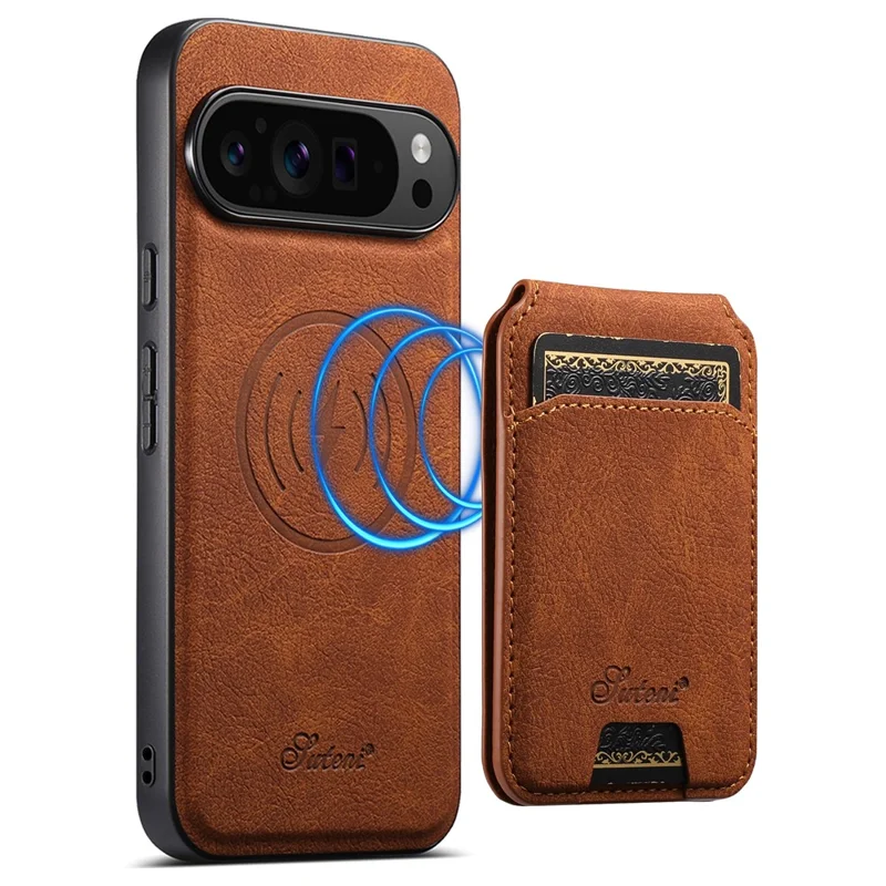 Capa SUTENI H16 para Google Pixel 10 / 10 Pro Compatível com MagSafe com Suporte e Porta-cartões Removível - Khaki