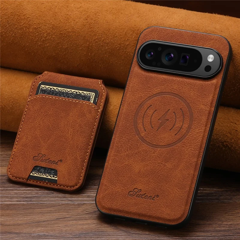 Capa SUTENI H16 para Google Pixel 10 / 10 Pro Compatível com MagSafe com Suporte e Porta-cartões Removível - Khaki