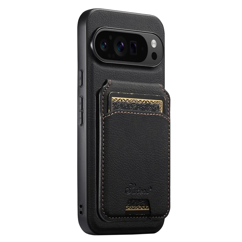 SUTENI H16 For Google Pixel 9 / 9 Pro Case Compatible with MagSafe Kickstand Phone Cover Detachable Card Holder - Black