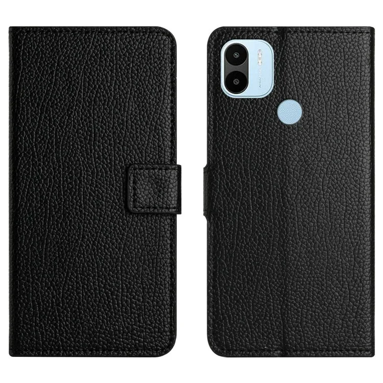 Для Xiaomi Redmi A1 4G / A2 4G Litchi Texture PU Leather Book Wallet Case Stand Feature Square Magnetic Clasp Protective Phone Cover - Black