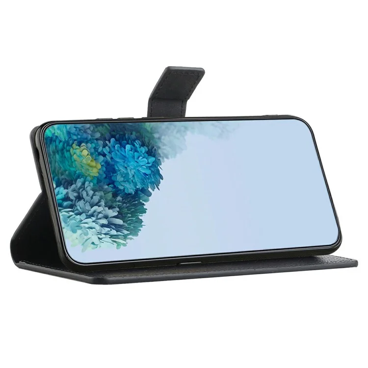 Для Xiaomi Redmi A1 4G / A2 4G Litchi Texture PU Leather Book Wallet Case Stand Feature Square Magnetic Clasp Protective Phone Cover - Black