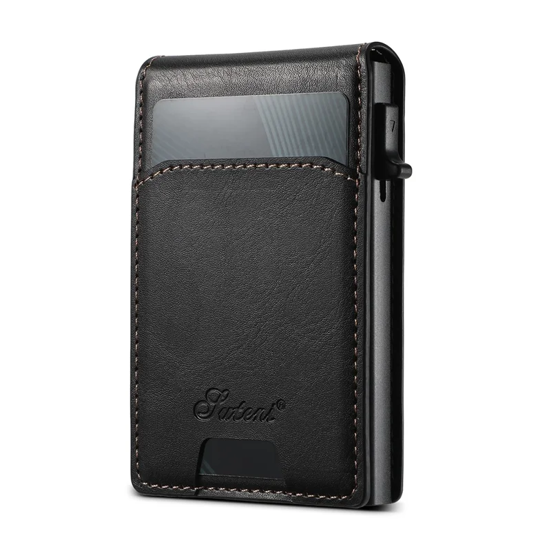 Capa de Couro SUTENI H19 para Google Pixel 9 Pro XL - Estojo Magnético com Textura Acetinada e Compartimentos para Cartões - Preto