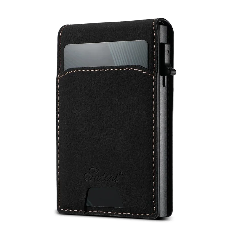 SUTENI H19 Para Google Pixel 9 Pro XL Capa Magnética com Porta-cartões e Suporte, Textura de Couro Estilo Lichia - Preto