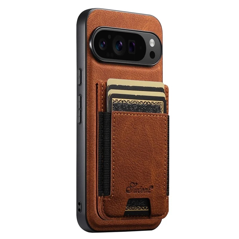 SUTENI H17 per Google Pixel 9 Pro XL Cover Magnetica con Slot per Carte in Pelle + TPU con Supporto - Khaki