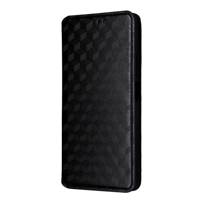 Capa Carteira para Realme C71 4G com Estampa de Losango em Couro - Preto