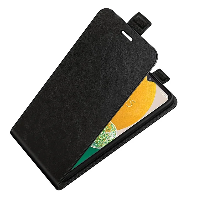 Para Samsung Galaxy A14 5G / 4G PU Leather Vertical Flip Phone Case Crazy Horse Texture Card Holder Scratch-resistant Phone Cover - Black