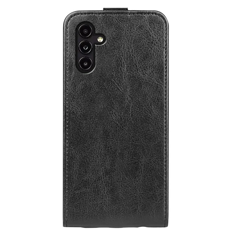 Para Samsung Galaxy A14 5G / 4G PU Leather Vertical Flip Phone Case Crazy Horse Texture Card Holder Scratch-resistant Phone Cover - Black