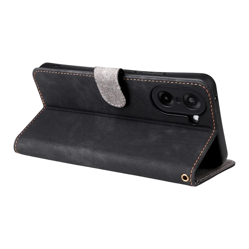 For OnePlus Ace 5 Racing 5G Case Wallet RFID Blocking PU Leather Phone Cover Stand with Strap - Black