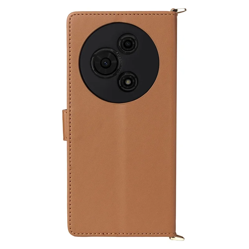 Funda de cuero para TCL 605 4G / 60 SE con correa para hombro / muñeca, soporte y cartera - Marrón