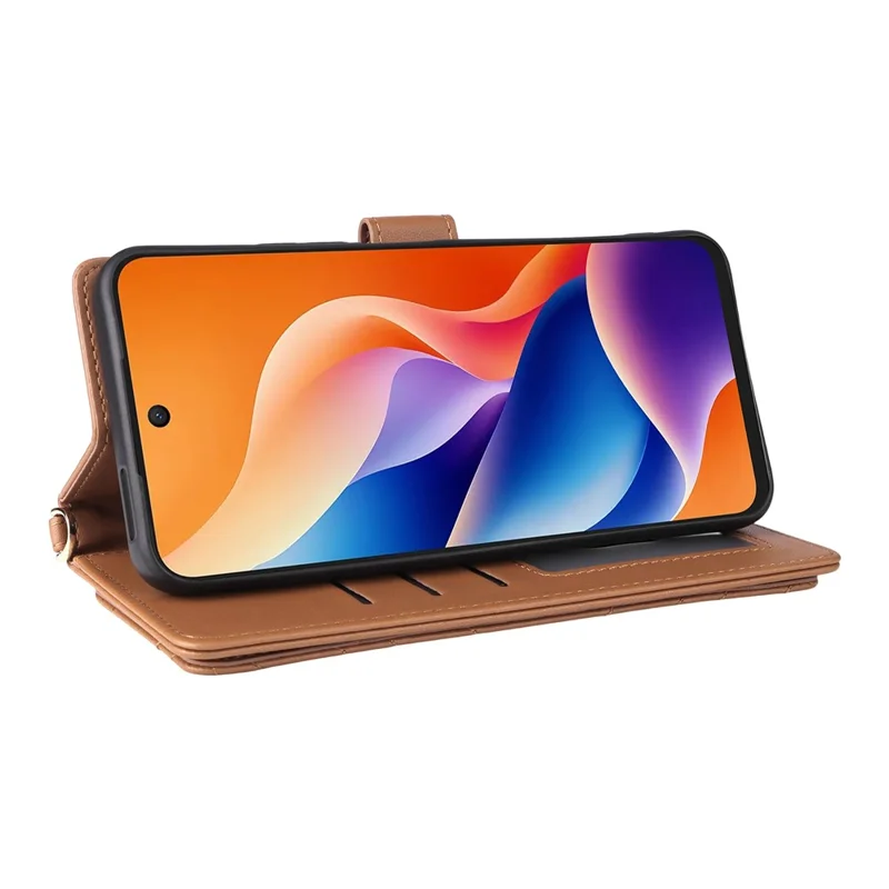 Funda de cuero para TCL 605 4G / 60 SE con correa para hombro / muñeca, soporte y cartera - Marrón