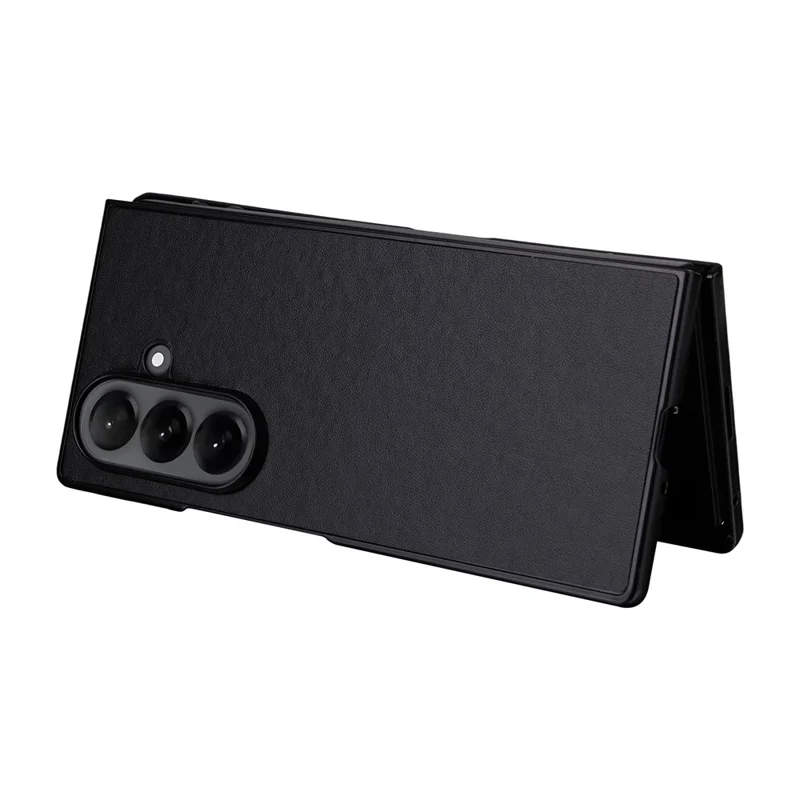 Étui en cuir PU pour Samsung Galaxy Z Fold7 5G avec coque de protection rigide en PC - Noir