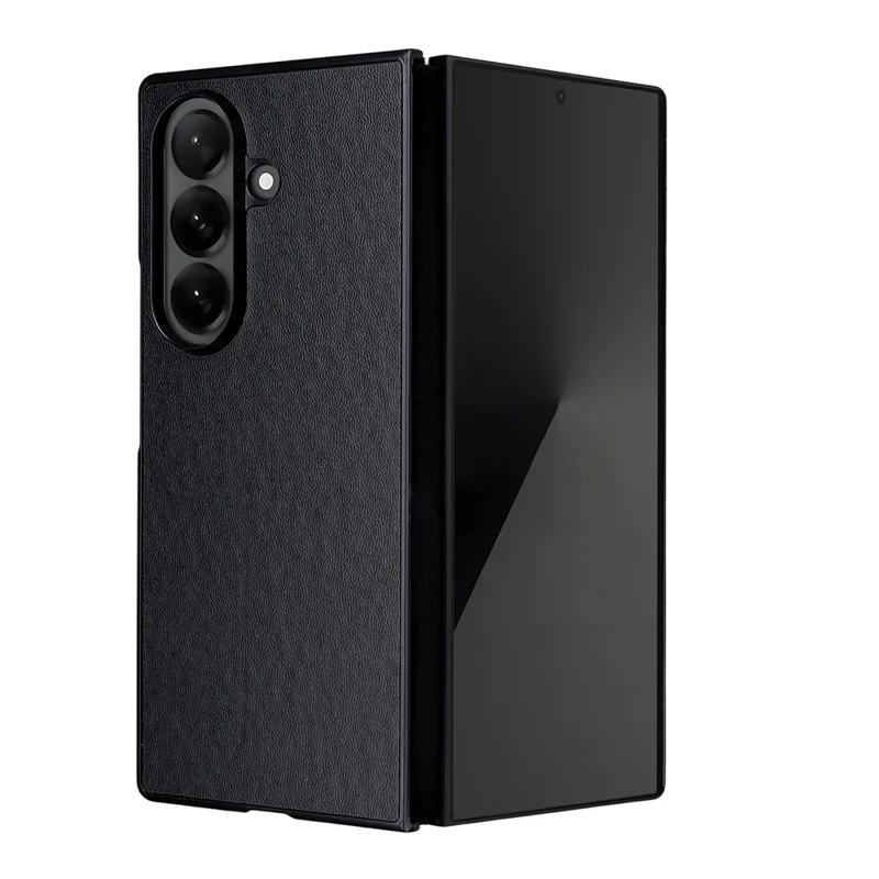 Étui en cuir PU pour Samsung Galaxy Z Fold7 5G avec coque de protection rigide en PC - Noir