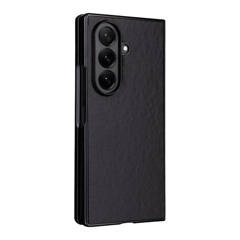 Étui en cuir PU pour Samsung Galaxy Z Fold7 5G avec coque de protection rigide en PC - Noir