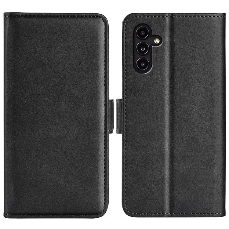 Calf Texture Phone Cover For Samsung Galaxy A14 5G / A14 4G PU Leather Magnetic Closure Stand Flip Wallet Case Protective Phone Shell - Black