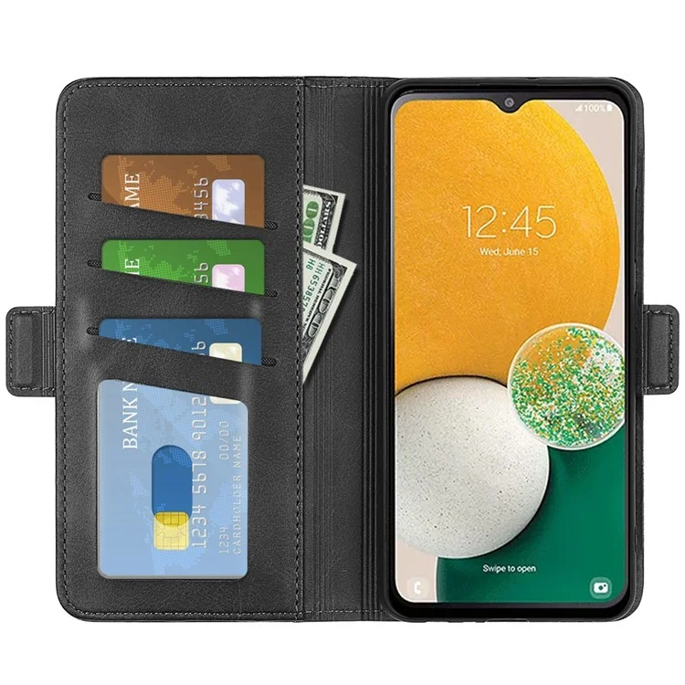 Calf Texture Phone Cover For Samsung Galaxy A14 5G / A14 4G PU Leather Magnetic Closure Stand Flip Wallet Case Protective Phone Shell - Black