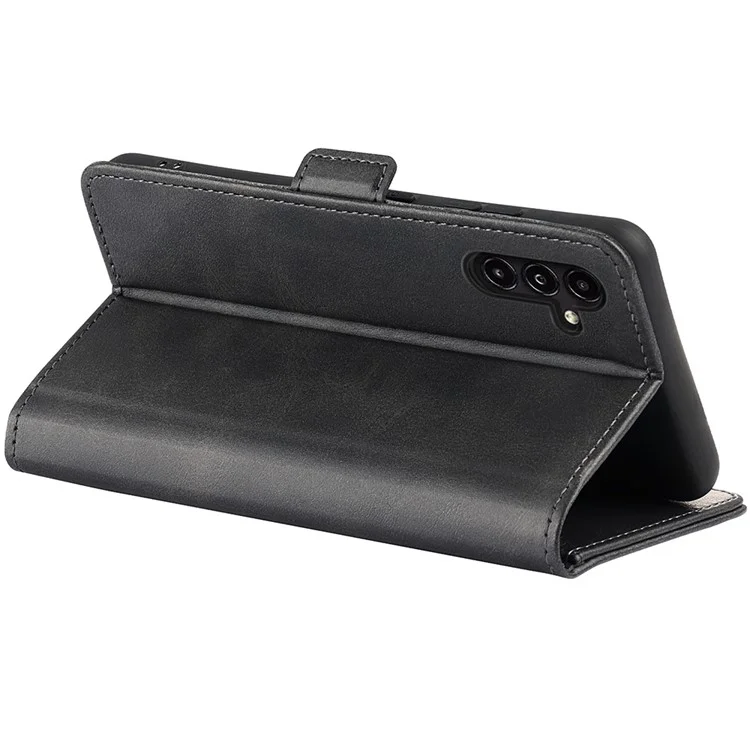 Calf Texture Phone Cover For Samsung Galaxy A14 5G / A14 4G PU Leather Magnetic Closure Stand Flip Wallet Case Protective Phone Shell - Black