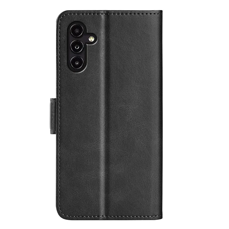 Calf Texture Phone Cover For Samsung Galaxy A14 5G / A14 4G PU Leather Magnetic Closure Stand Flip Wallet Case Protective Phone Shell - Black