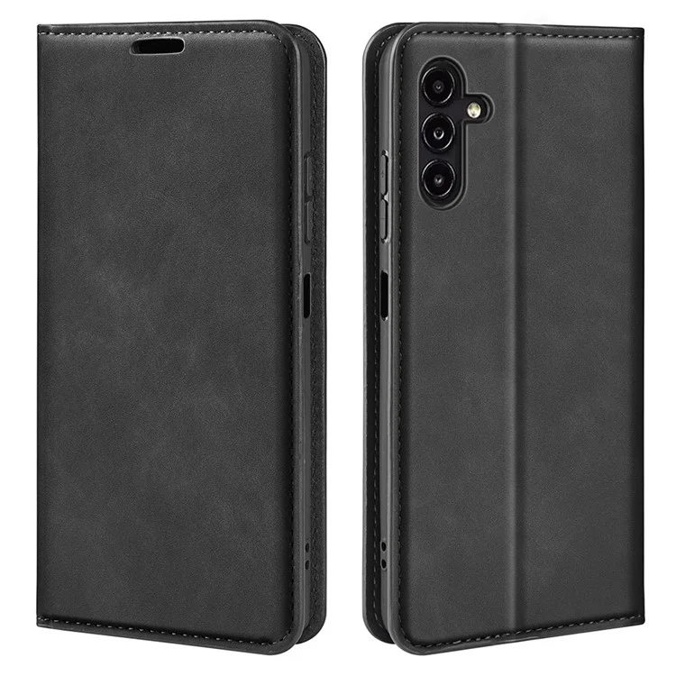 Anti-drop Flip Phone Cover Für Samsung Galaxy A14 5G / 4G, Skin-touch PU Leder Magnetisch Auto-absorbed Telefon-Hülle mit Geldbörse Ständer - Schwarz