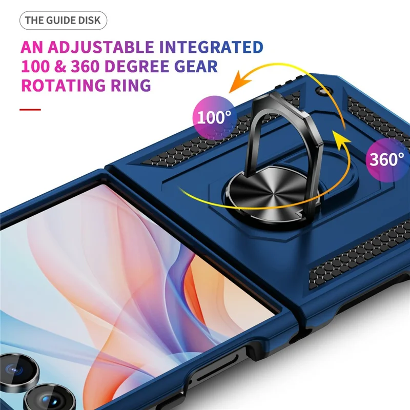 For Samsung Galaxy Z Flip7 5G Case TPU + PC Phone Cover with Ring Kickstand Drop Protection - Blue