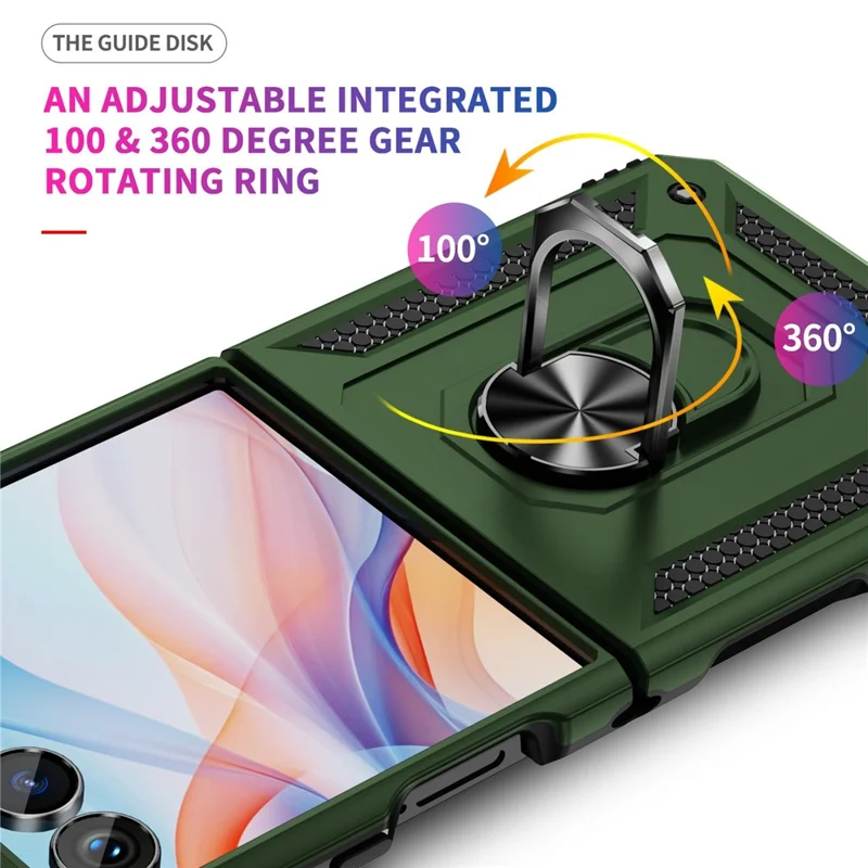 Cover per Samsung Galaxy Z Flip7 5G in TPU + PC con Anello Supporto Antiurto - Verde Militare